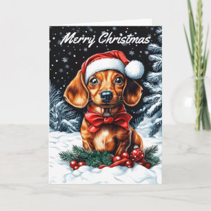 Dachshund Kerstmis Kaart