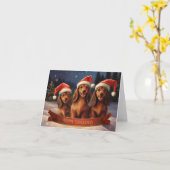 Dachshund Kerstmis Kaart (Gele Bloem)