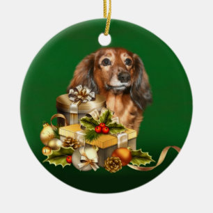 Dachshund Kerstmis Keramisch Ornament