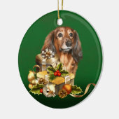 Dachshund Kerstmis Keramisch Ornament (Links)