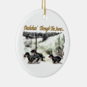 Dachshund Kerstmis Keramisch Ornament (Rechts)