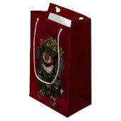 Dachshund Kerstmis Klein Cadeauzakje (Voorkant Gekanteld)