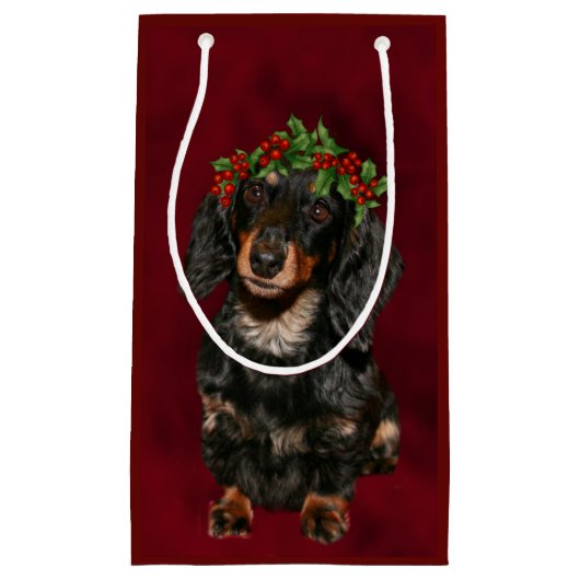 Dachshund Kerstmis Klein Cadeauzakje (Voorkant)