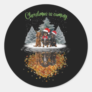 Dachshund Kerstmis komt met Cute Dog Graphic T-shi Ronde Sticker