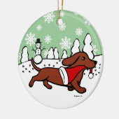 Dachshund Kerstmis loopt Keramisch Ornament (Links)