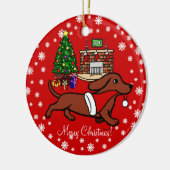 Dachshund Kerstmis loopt Keramisch Ornament (Links)