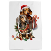 Dachshund Kerstmis Medium Cadeauzakje (Achterkant)