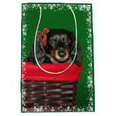 Dachshund Kerstmis Medium Cadeauzakje (Voorkant)