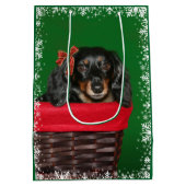Dachshund Kerstmis Medium Cadeauzakje (Achterkant)