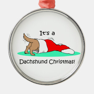 Dachshund Kerstmis Metalen Ornament