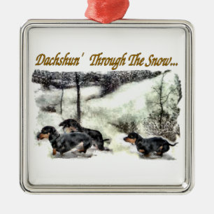 Dachshund Kerstmis Metalen Ornament