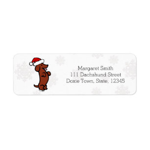 Dachshund Kerstmis Santa Hat Labels
