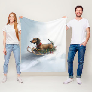 Dachshund Kerstmis sneeuw winter Fleece Deken