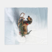 Dachshund Kerstmis sneeuw winter Fleece Deken (Voorkant (Horizontaal))