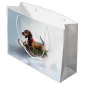 Dachshund Kerstmis sneeuw winter Groot Cadeauzakje (Achterkant Gekanteld)