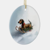 Dachshund Kerstmis sneeuw winter Keramisch Ornament (Rechts)
