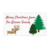 Dachshund Kerstmis Sticky Gift Labels Doxie Labels (Voorkant)