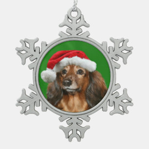 Dachshund Kerstmis Tin Sneeuwvlok Ornament