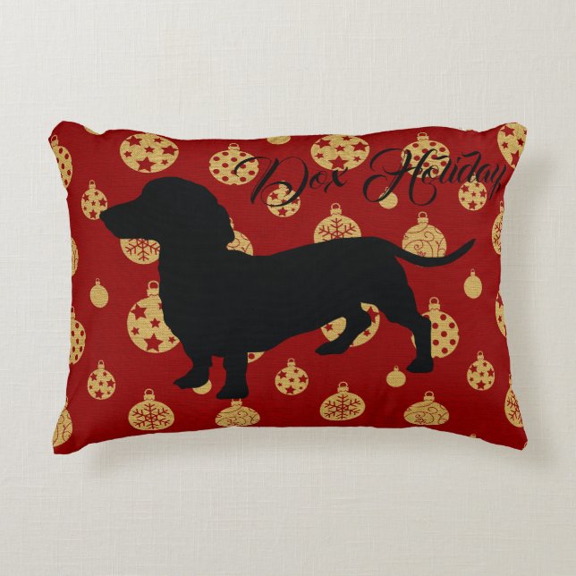Dachshund-kerstpiloot Decoratief Kussen (Voorkant)