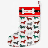 Dachshund-kerstrode flatroze palmdoxies kleine kerstsok (Achterkant)