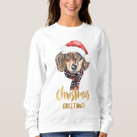 Dachshund-kerstshirt Trui (Voorkant)