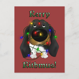 Dachshund-kerstverlichting Feestdagenkaart