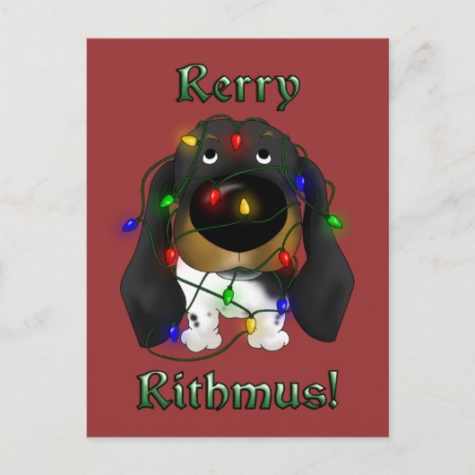 Dachshund-kerstverlichting Feestdagenkaart (Voorkant)