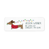 Dachshund Kerstverlichting Feestelijke Adresetiket Etiket (Voorkant)