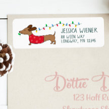 Dachshund Kerstverlichting Feestelijke Adresetiket