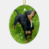 Dachshund-kerstversiering met uw foto keramisch ornament (Rechts)