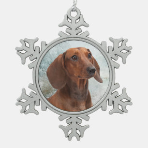 Dachshund-kerstversiering Tin Sneeuwvlok Ornament