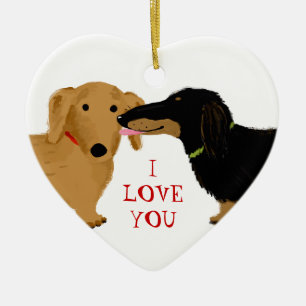 Dachshund Kiss Cute Wiener Dogs Love   Aangepast Keramisch Ornament