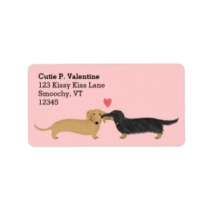 Dachshund Kiss met hart   Adres Wiener Dogs Etiket