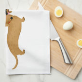 Dachshund Kiss met hart Theedoek (Quarter Fold)