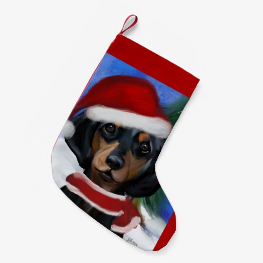 Dachshund Kleine Kerstsok (Voorkant (Hangend))