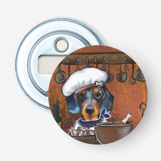 Dachshund-koks Button Flesopener (Voorkant)