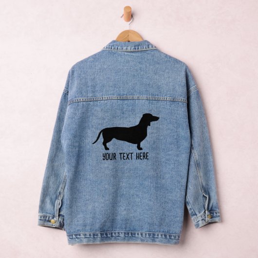 Dachshund Kort Haar - Silhouet 1 + jouw tekst Denim Jacket (Hangar)
