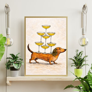 Dachshund kunst grappige hond illustratie poster