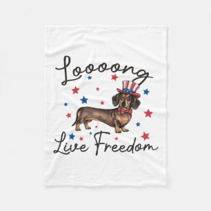 Dachshund Kunst Lang leve de vrijheid Fleece Deken