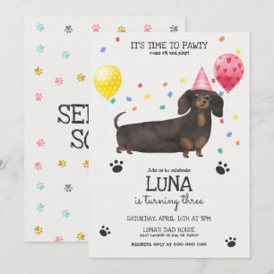 Dachshund Laat Feestje Vieren Hond Verjaardagsuitn Kaart