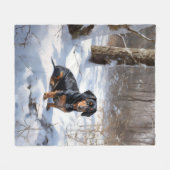 Dachshund Laat het sneeuwen Kerstmis Fleece Deken (Voorkant (Horizontaal))