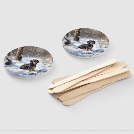 Dachshund Laat het sneeuwen Kerstmis Handwaaier (Niet-gemonteerd)