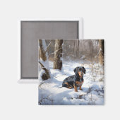Dachshund Laat het sneeuwen Kerstmis Magneet (Voorkant / Achterkant)