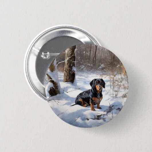 Dachshund Laat het sneeuwen Kerstmis Ronde Button 5,7 Cm (Voorkant /achterkant)