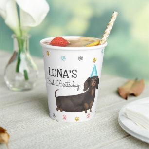 Dachshund laat pawty Dog Birthday Party Paper Cup Papieren Bekers