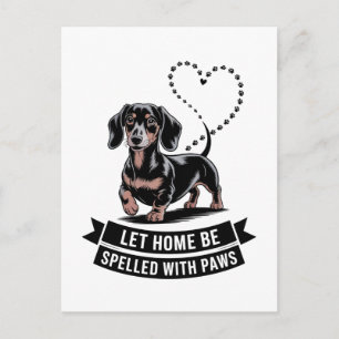 Dachshund Laat Thuis Worden Geschreven Met Poten Feestdagenkaart