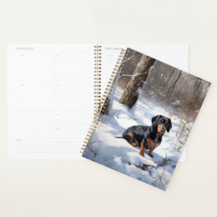 Dachshund Laissez tomber la neige Noël