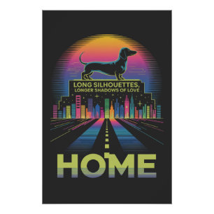 Dachshund Lange Silhouetten, Langere Schaduwen Van Perfect Poster