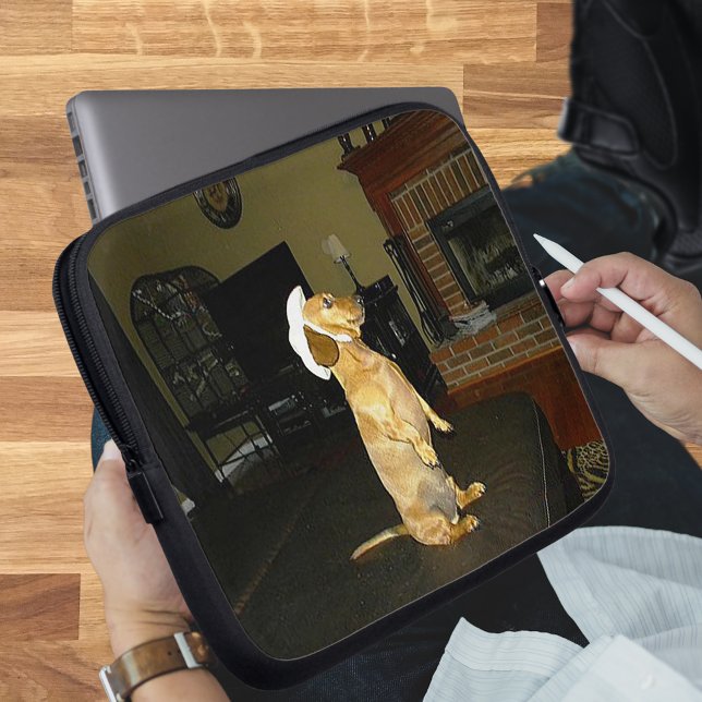  Dachshund-laptoptas Laptop Sleeve (Sitting Pretty Dachshund Laptop Bag)
