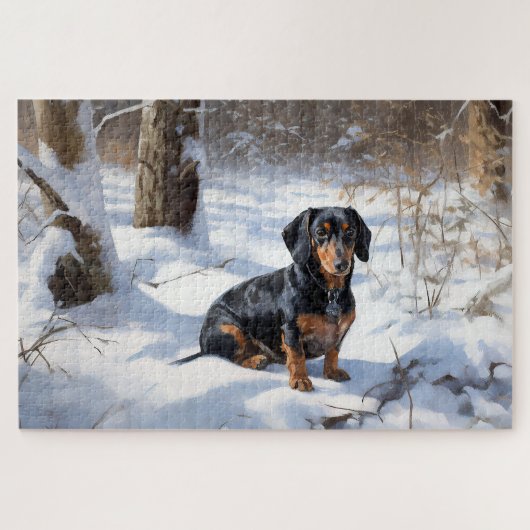 Dachshund Let It Snow Kerstmis Legpuzzel (Horizontaal)